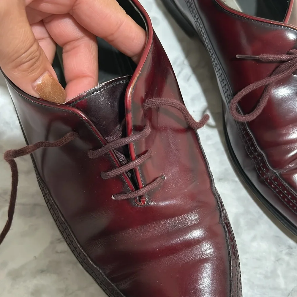 BRUNO MAGLI STEWARD MENS DRESS SHOES LEATHER MADE IN ITALY BURGUNDY Sz 9 - Picture 4 of 11